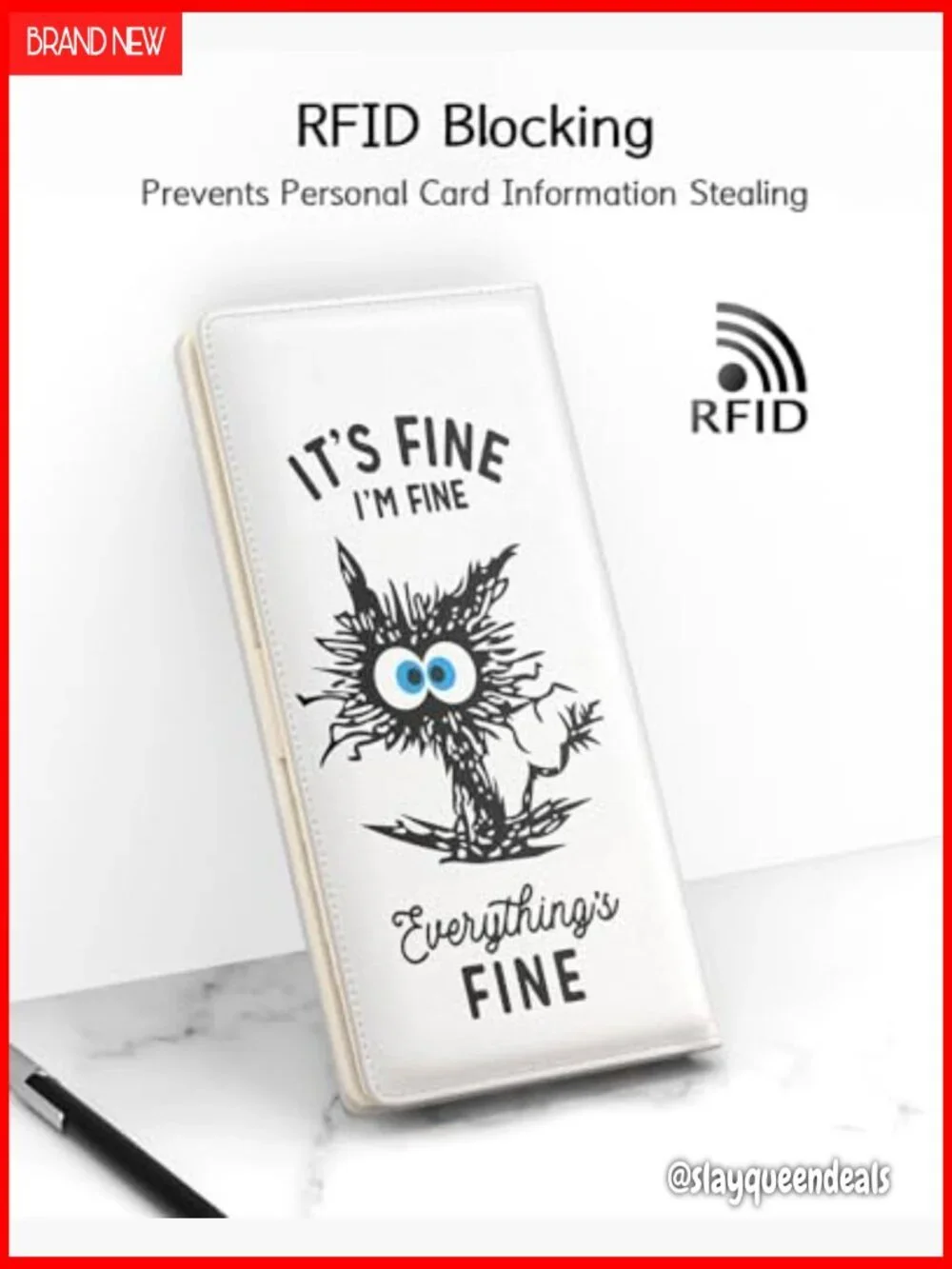 Slim RFID Wallet with 11 Card Slots & ID Window, PU Leather Bifold Clutch